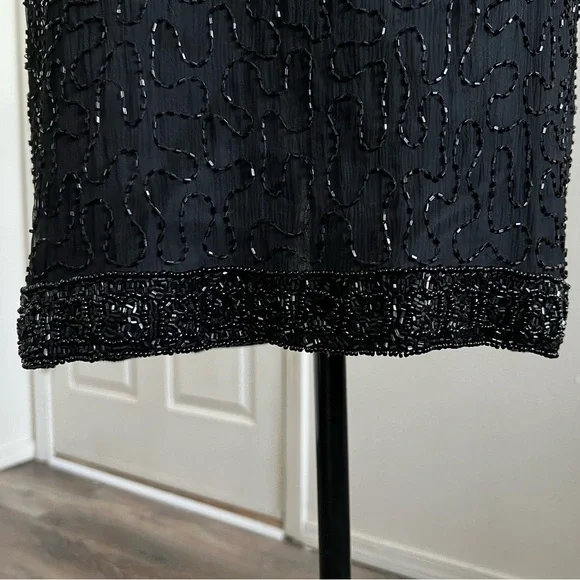 Laurence Kazar Beaded Cocktail Formal Silk Dress - Picture 6 of 11